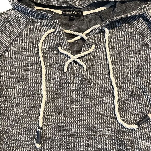 Inspired Heart Black and White Woven Front Pocket Hoodie Pullover Size M - Picture 4 of 15